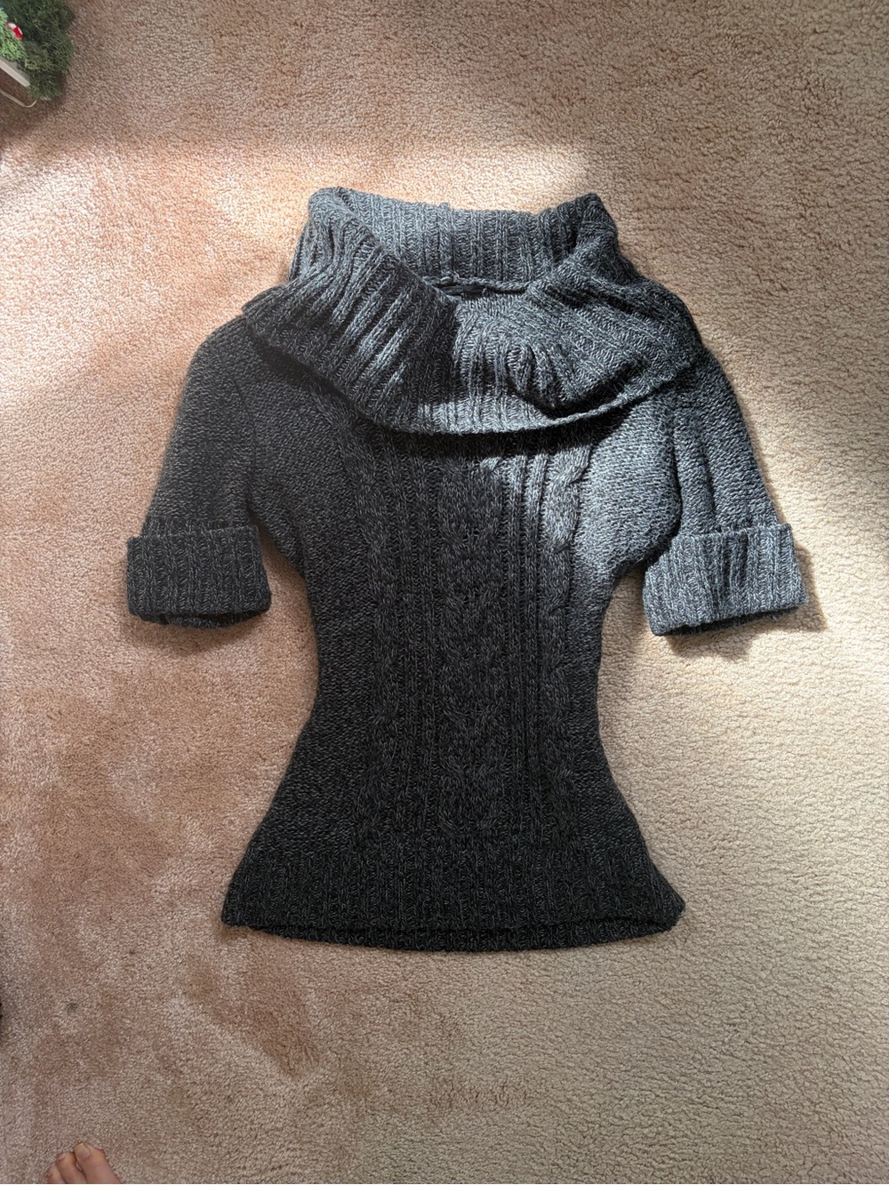 whimsigoth twee grey cable knit cowl neck sweater